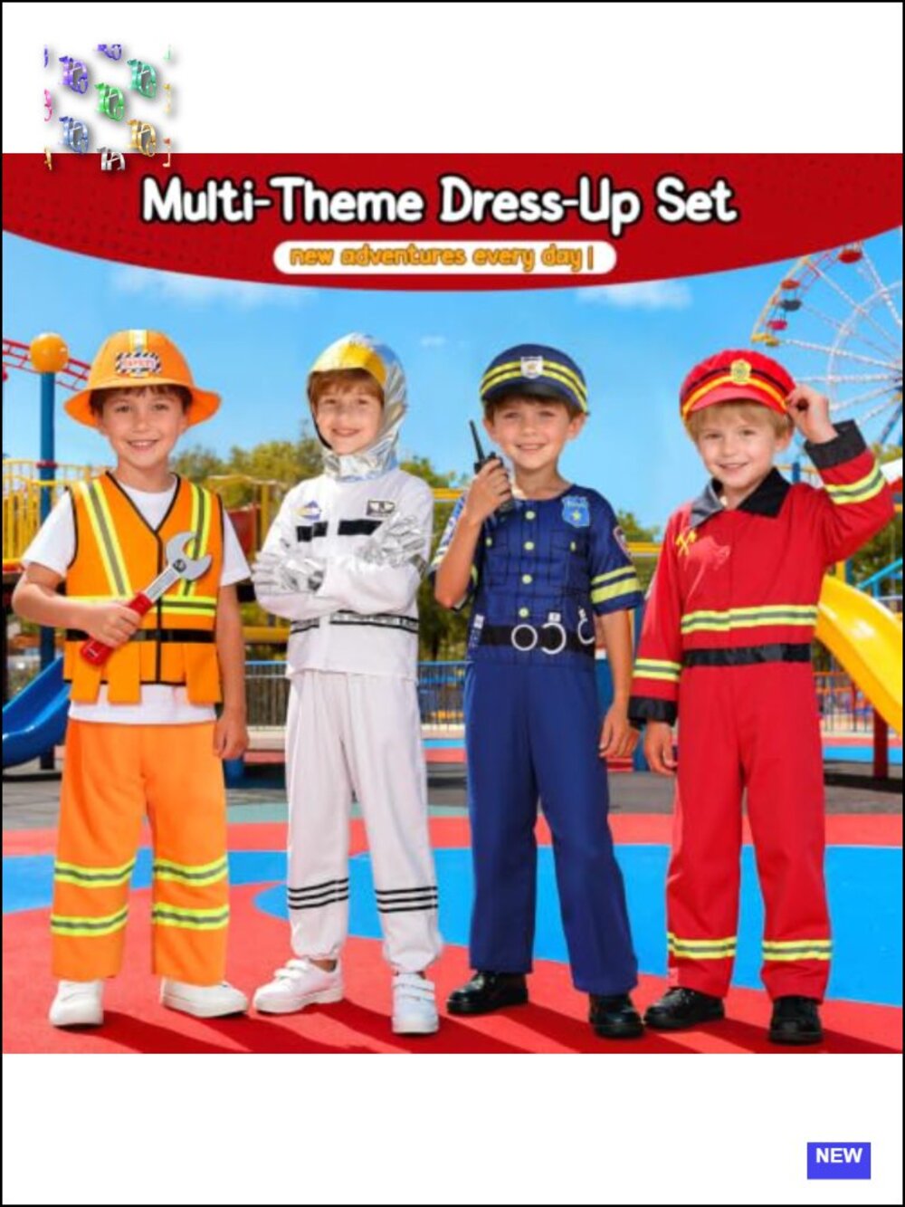 Kids Pretend Role Play Costume Set - Police, Firefighter, Astronaut, Engineer - Picture 5 of 6